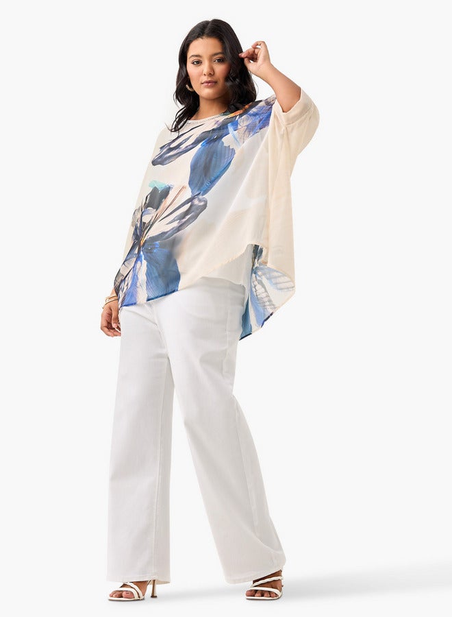  أولا بوبكن بلوزة مقاس كبير بطبعات زهور وأكمام ممتدة من أولا بوبكن - Image 2