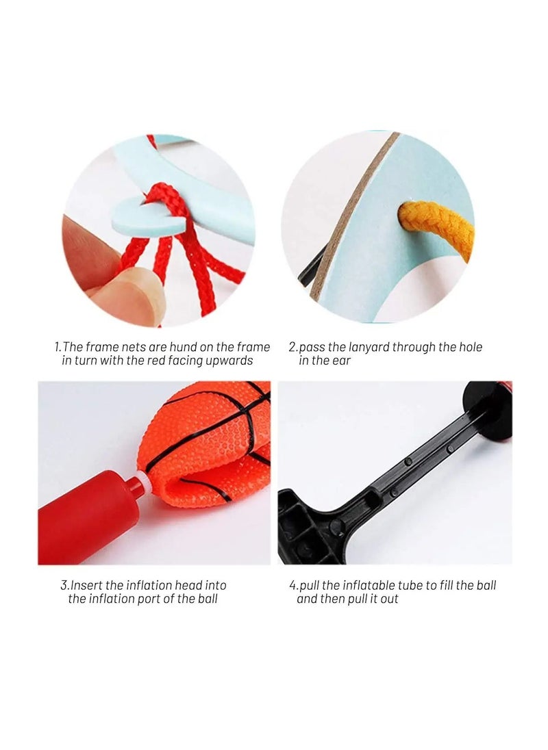 Y&D 2 Pcs Hanging Basketball Hoop Set for Kids, Indoor Mini Door & Wall with Complete Accessorieswith Net, Ball, Pump ( Frog + Tiger )  - Image 3