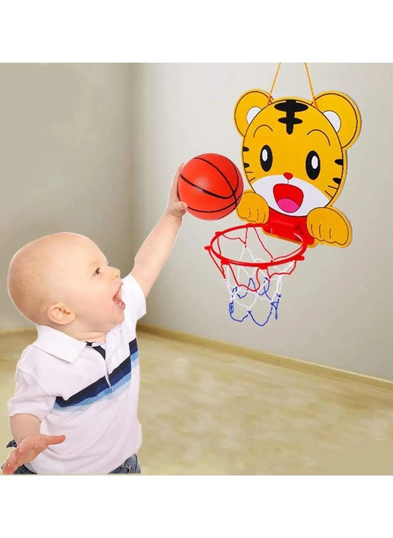 Y&D 2 Pcs Hanging Basketball Hoop Set for Kids, Indoor Mini Door & Wall with Complete Accessorieswith Net, Ball, Pump ( Frog + Tiger )  - Image 2