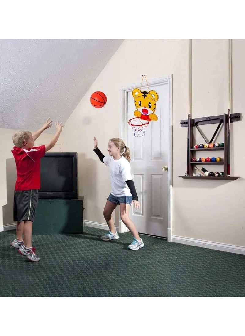 Y&D 2 Pcs Hanging Basketball Hoop Set for Kids, Indoor Mini Door & Wall with Complete Accessorieswith Net, Ball, Pump ( Frog + Tiger )  - Image 5