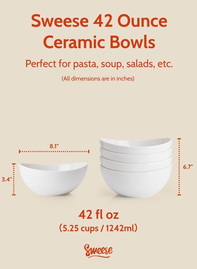 Sweese 104.101 Porcelain Bowls - 42 Ounce for Salad, Fruits and Popcorn - Set of 4, White - Image 2
