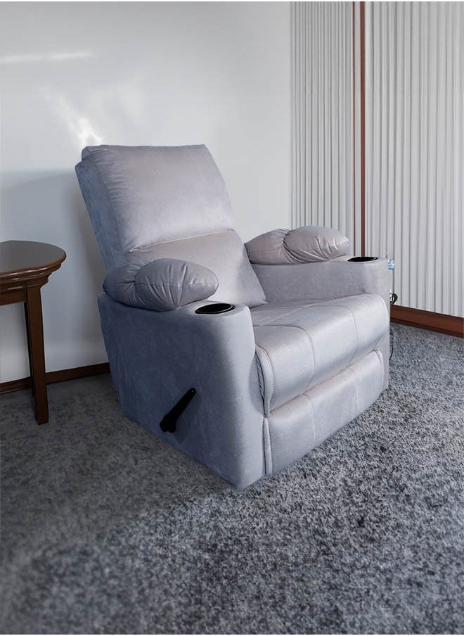 In-House Tyson | Cinematic Recliner Chair with Cups Holder - 82x75x107 cm - Silver 