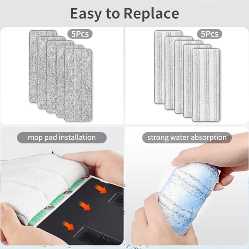 Bluearks 10Pcs Joymoop Mop Replacement Pads, 13 * 4.9'' Universal Mop Pads Mop Head Refills Washable Wet Mop, Compatible with Most 11-13” Size Mops - Image 4