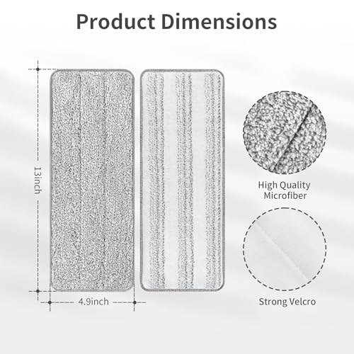 Bluearks 10Pcs Joymoop Mop Replacement Pads, 13 * 4.9'' Universal Mop Pads Mop Head Refills Washable Wet Mop, Compatible with Most 11-13” Size Mops - Image 2