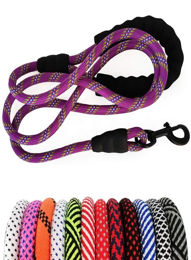 MayPaw Heavy Duty Rope Dog Leash, 6/8/10/15/20/30FT Long Nylon Pet Leash, Soft Padded Handle Thick Lead Leashes for Large Medium Dogs (Purple, 1/2" * 10') - Image 1
