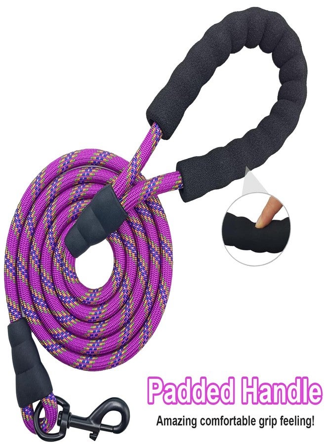 MayPaw Heavy Duty Rope Dog Leash, 6/8/10/15/20/30FT Long Nylon Pet Leash, Soft Padded Handle Thick Lead Leashes for Large Medium Dogs (Purple, 1/2" * 10') - Image 3
