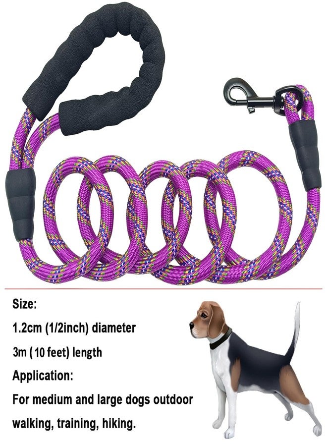 MayPaw Heavy Duty Rope Dog Leash, 6/8/10/15/20/30FT Long Nylon Pet Leash, Soft Padded Handle Thick Lead Leashes for Large Medium Dogs (Purple, 1/2" * 10') - Image 5
