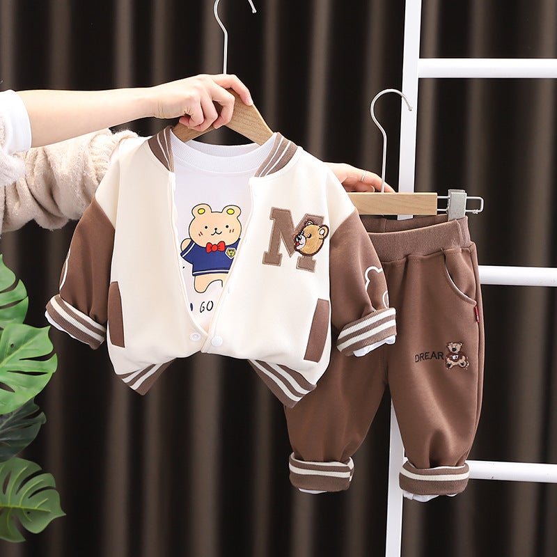 Spring Boys Casual Baseball Jacket Cartoon Outfit 1-5Y Blue - Image 5