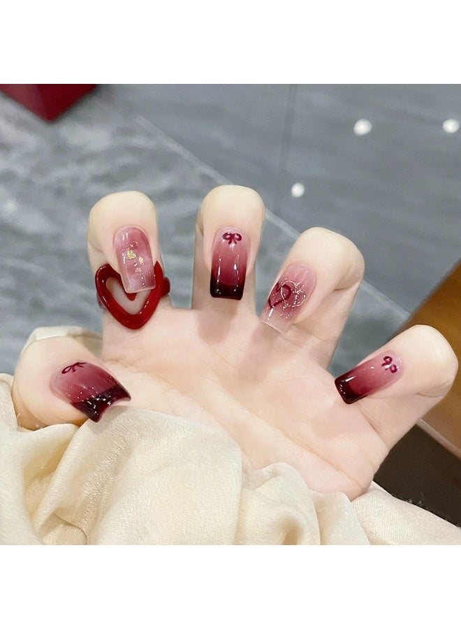 Goolsky Love Sunset Cherry Gradient Press - on Nails for Romantic Retro Summer Dates - Image 1