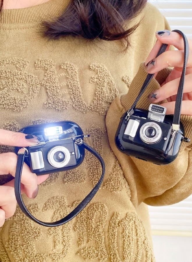 AirPods Pro2 Case, Airpods Pro 2nd Generation Camera Shape Case Cover with LED Light, Soft Silicone Skin Shock-Absorbing Protective Cover with Wristband for Apple Airpods Pro 2 - Image 2