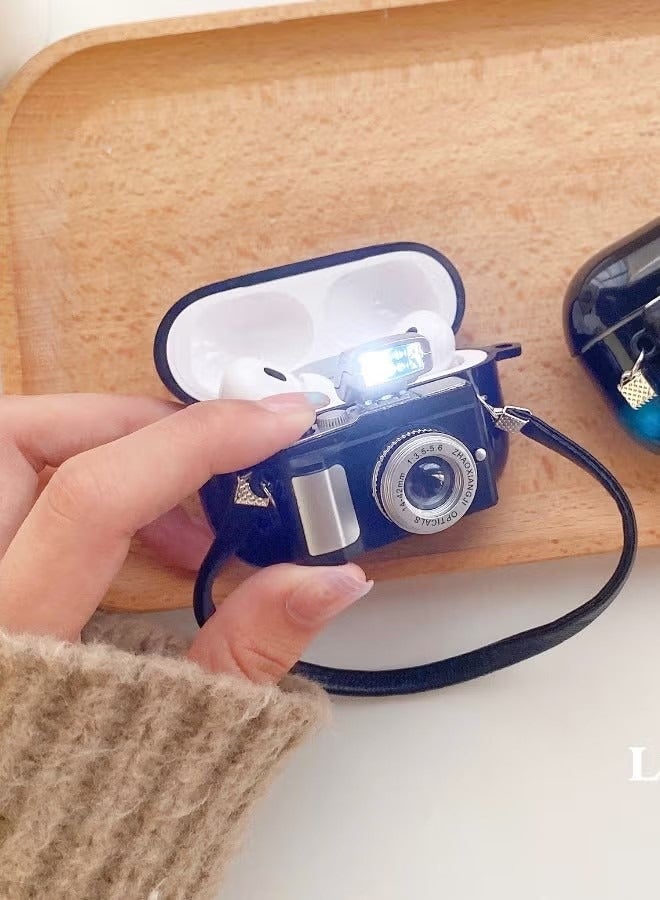 AirPods Pro2 Case, Airpods Pro 2nd Generation Camera Shape Case Cover with LED Light, Soft Silicone Skin Shock-Absorbing Protective Cover with Wristband for Apple Airpods Pro 2 - Image 3