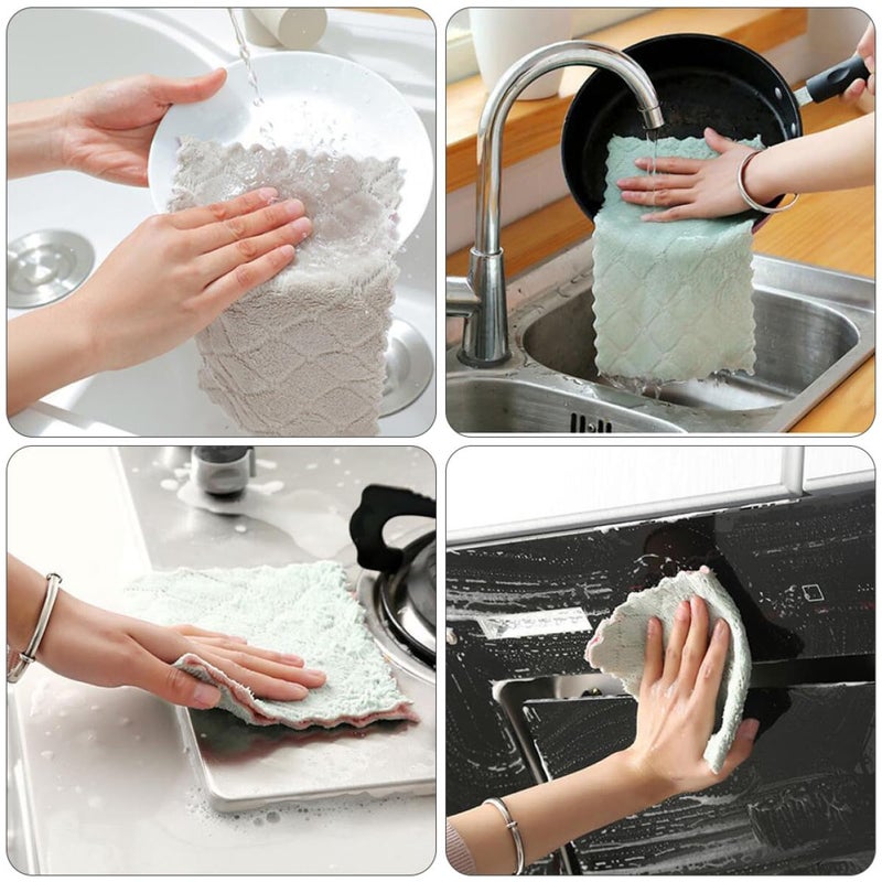 Multipurpose Microfiber Kitchen Towels 20 Pack Absorbent Reusable Dish Cloths Random Color - Image 5