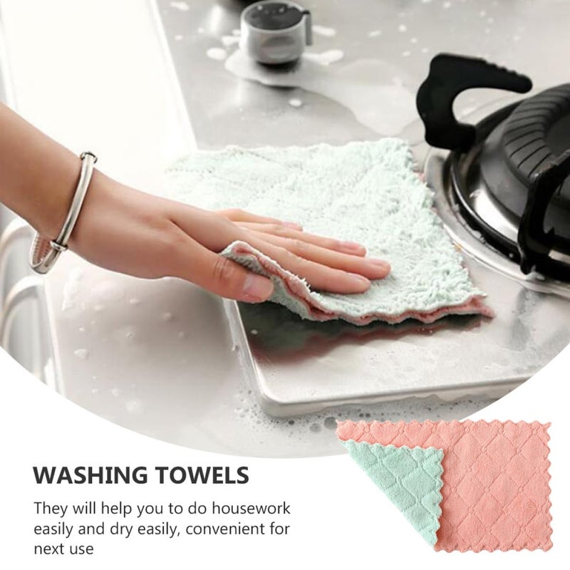 Multipurpose Microfiber Kitchen Towels 20 Pack Absorbent Reusable Dish Cloths Random Color - Image 4