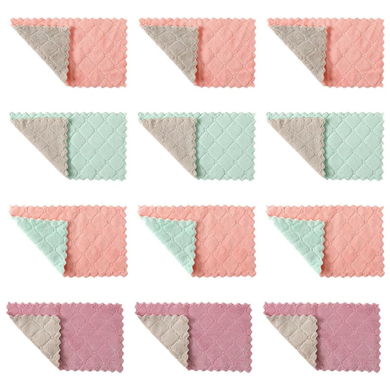 Multipurpose Microfiber Kitchen Towels 20 Pack Absorbent Reusable Dish Cloths Random Color - Image 2