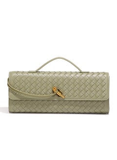 Generic Cross-border trend Spring and summer new woven soft leather evening bag Middle-aged baguette bag accordion bag horizontal handbag messenger bag 