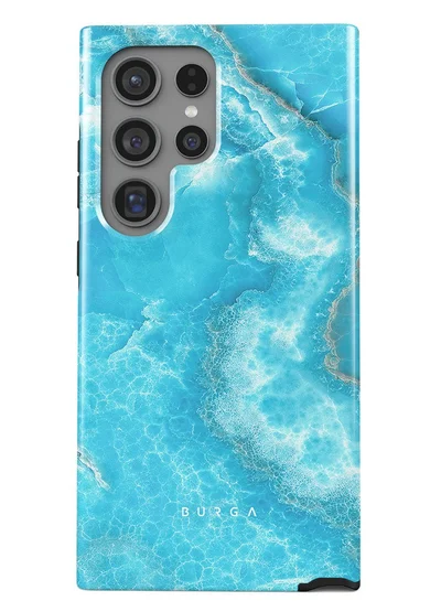 BURGA Luxury Gold Glitter Marble Phone Case Compatible with Samsung S24 Ultra  Double Layer Silicone Protective Case Ocean Waves