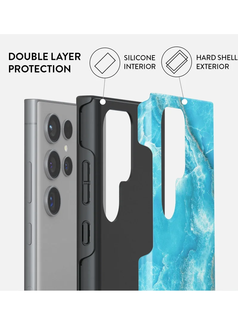 Burga Ocean Waves Luxury Gold Glitter Marble Phone Case Compatible with Samsung S24 Ultra  Double Layer Silicone Protective Case Ocean Waves  | Best Price UAE