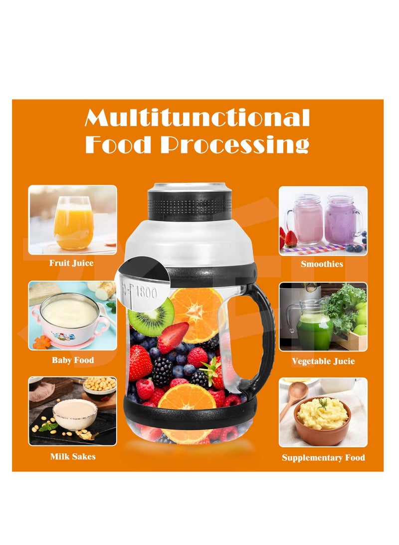 Excefore خلاط محمول، خلاط شخصي سعة 60 أونصة للشيك والسموذي مع 6 شفرات ثلاثية الأبعاد، قوة خلط قوية، خلاط سموذي قابل لإعادة الشحن عبر USB خالي من BPA مع غطاء للرياضة والسفر والصالة الرياضية، أسود - Image 5