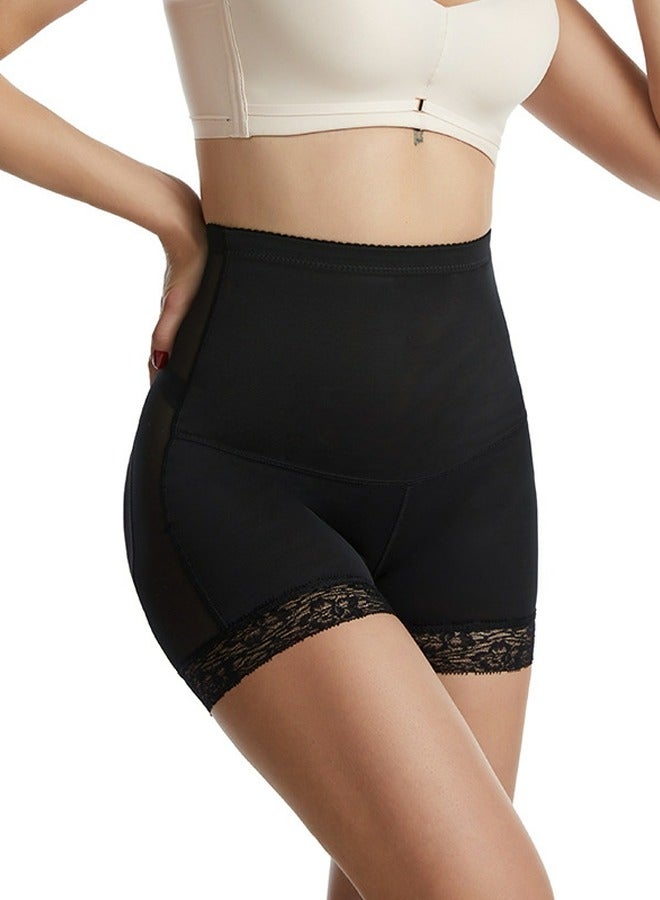 Loquat High Waisted Body Shaper Tummy Control Boxer Briefs Solid Color Lace Stitching Shapewear Pants for Women Seamless Underwear Black  - Image 2