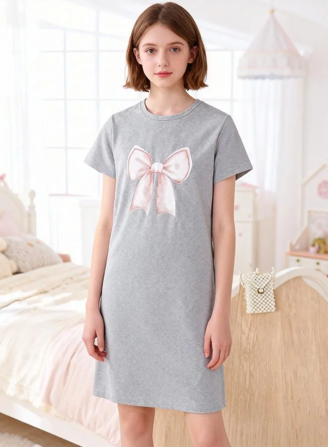 تايك تو قميص نوم بأكمام قصيرة بطبعة فيونكة