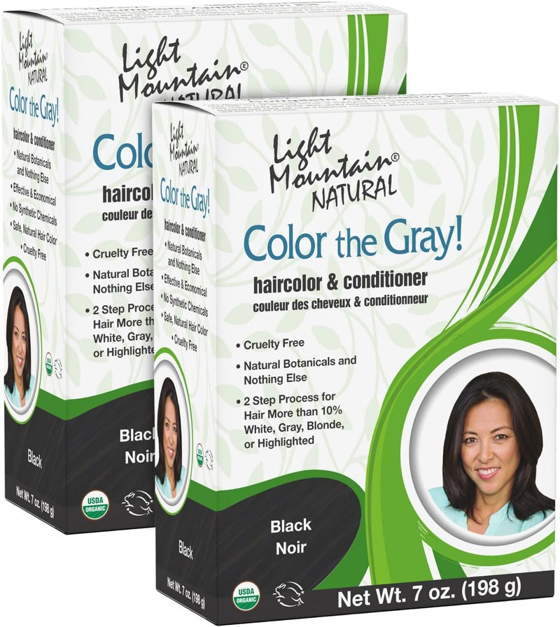 Light Mountain Henna Hair Color  Conditioner Color the Gray  Black Hair Dye for MenWomen 2Step ChemicalFree SemiPermanent Hair Color for White Gray and Blonde Hair 7 Oz Pack of 2