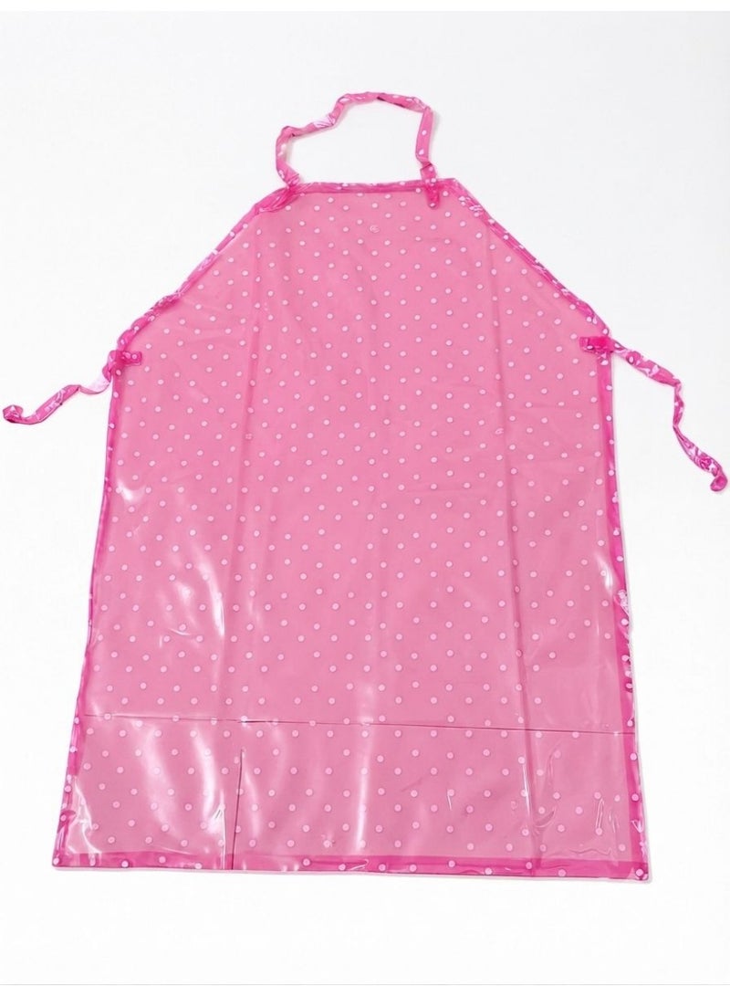 Waterproof cooking apron (6-piece set): Oil-resistant kitchen apron designed for household cooking and cleaning tasks; made of acid- and alkali-resistant plastic to provide protection for the wearer. Color: Pink. - Image 2