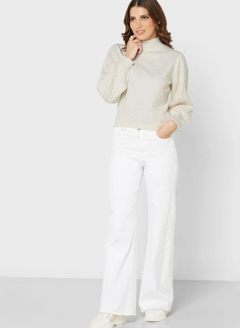 Jacqueline de Yong High Neck Knitted Sweater
