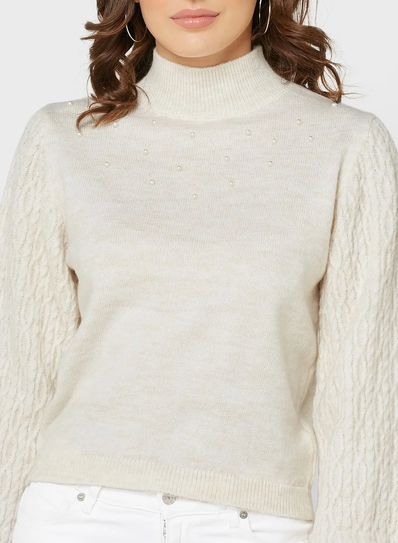 Jacqueline de Yong High Neck Knitted Sweater