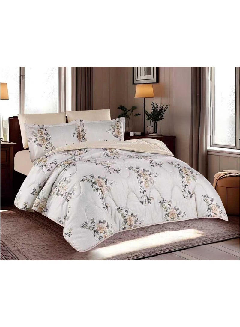 HAPPYMOON 4-Piece Oversized Single Comforter Bedding Set 230x170 cm, 350 GSM Comforter with Fitted Sheet, Pillow Shams & Pillowcases, Soft Printed Bedding Set - Image 1