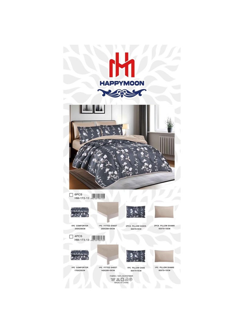 HAPPYMOON 4-Piece Oversized Single Comforter Bedding Set 230x170 cm, 350 GSM Comforter with Fitted Sheet, Pillow Shams & Pillowcases, Soft Printed Bedding Set - Image 2