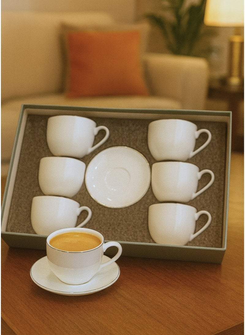 القناص اكواب حليب بورسلان 12 قطعه بخط فضي راقي وجودة عاليه - Image 1