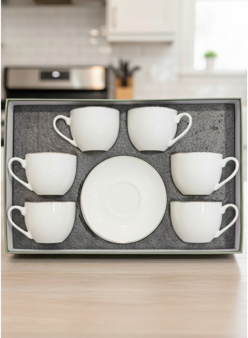 القناص اكواب حليب بورسلان 12 قطعه بخط فضي راقي وجودة عاليه - Image 3