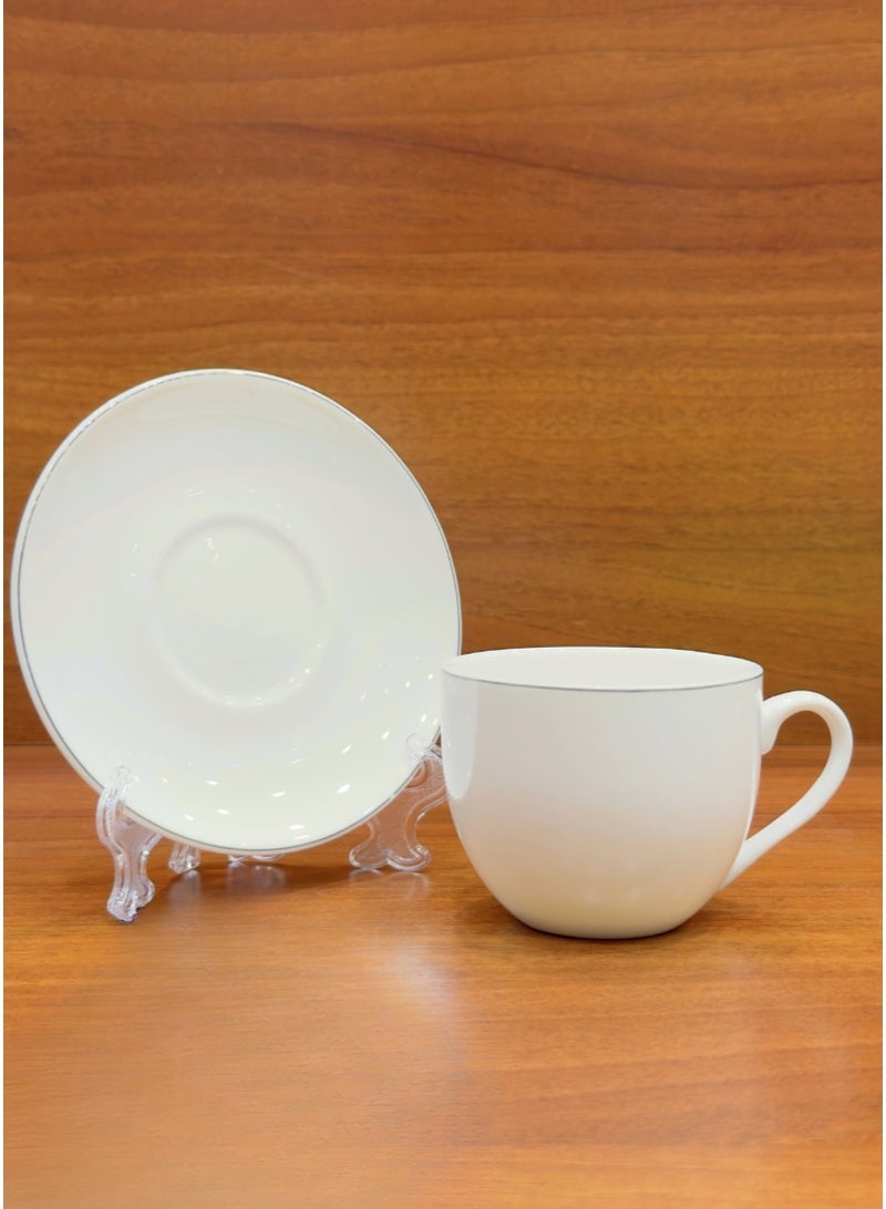 القناص اكواب حليب بورسلان 12 قطعه بخط فضي راقي وجودة عاليه - Image 4