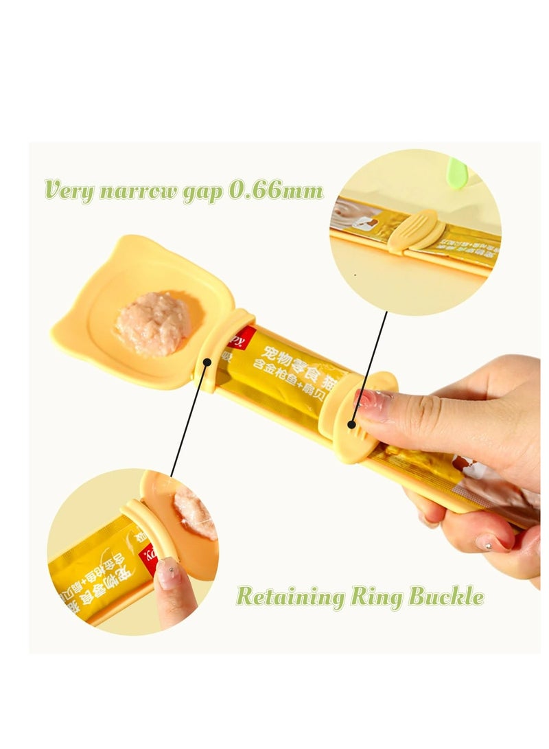 Cat Strip Feeder, 2 PCS Cat Strip Squeeze Spoon, Cat Claw Shaped Cat Food Can Spoon, Multifunctional Lickable Wet Cat Treat Dispenser for Cat Liquid Snack, Cat Feeding, Food Storage, Green