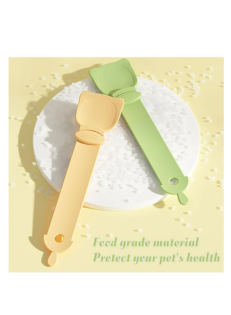 Cat Strip Feeder, 2 PCS Cat Strip Squeeze Spoon, Cat Claw Shaped Cat Food Can Spoon, Multifunctional Lickable Wet Cat Treat Dispenser for Cat Liquid Snack, Cat Feeding, Food Storage, Green