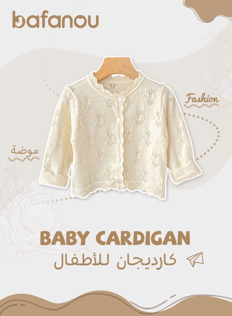 Bafanou Bafanou Baby Girls Solid Cardigan Summer Sun Protection 0-3Y Infant Hollow Clothes  - Image 1