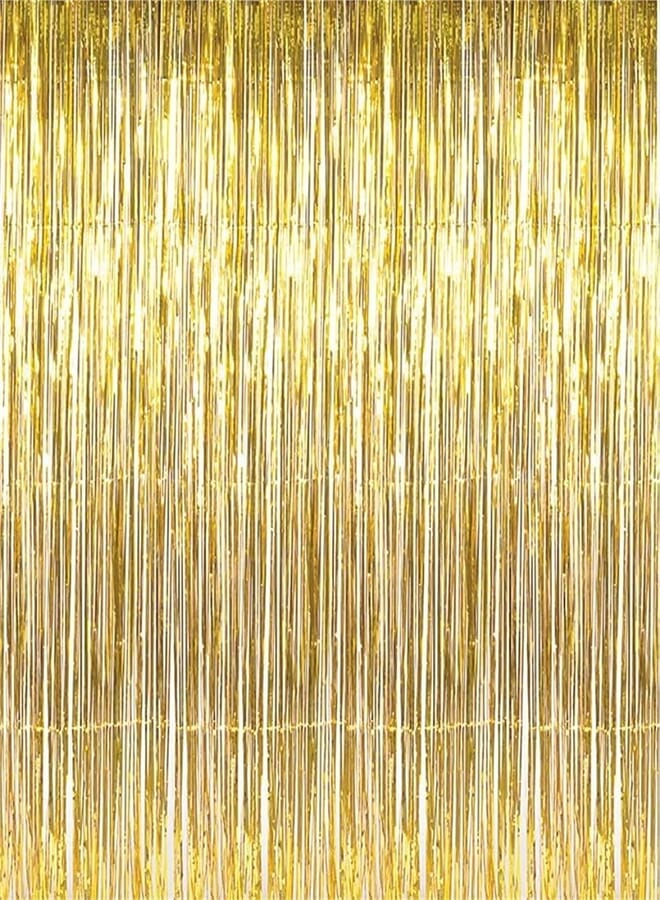 Secret Foil Curtains Metallic Fringe Curtains Shimmer Curtain Photo Backdrop for Halloween Christmas Birthday Party Wedding Decor (Gold) , 2725611593595