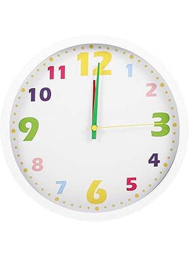 10 Inch Silent Learning Wall Clock White Frame For Preschool Classroom Bedroom - Image 1