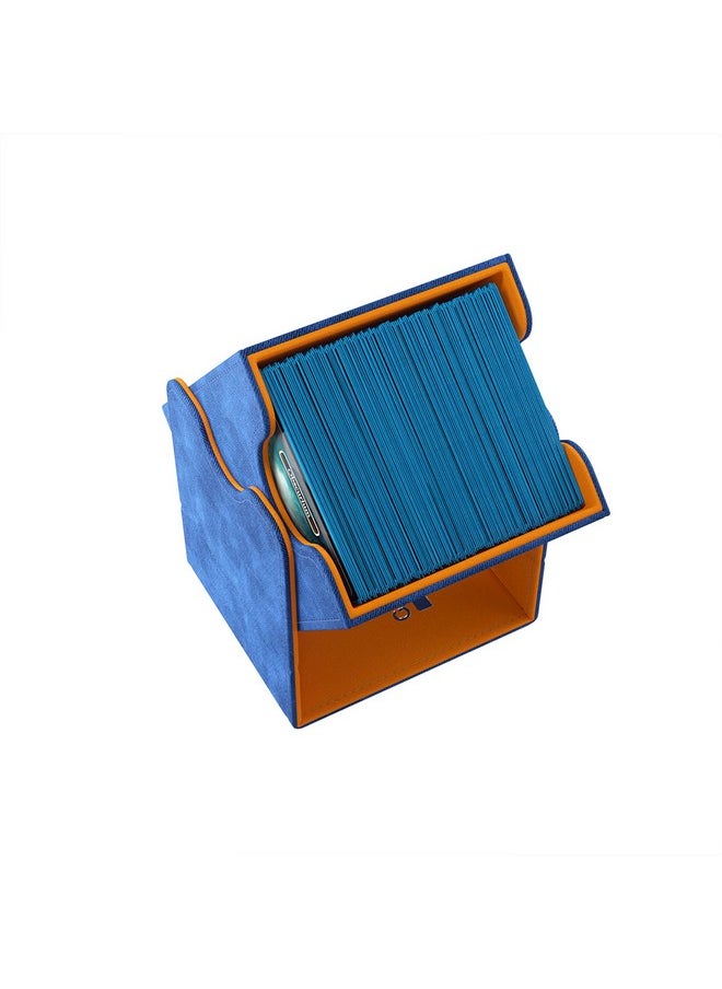 Gamegenic Squire 100+ XL Convertible Deck Box EXCLUSIVE LINE | Card Storage Box | Removable Cover Clips | Holds 100 Double-Sleeved Cards in Extra Thick Inner Card Sleeves | Blue/Orange Color | Made by Gamegenic  - Image 3