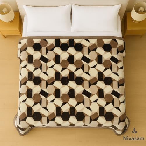 Nivasam Super Soft Semi Cloudy Mink Blanket Double Bed Ultra-Plush Heavy 2.2 kg Winter Blanket | Warm, Cozy & Durable Machine Washable Luxury Blanket for All Seasons (Cubic Mocha) - Image 2