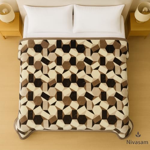 Nivasam Super Soft Semi Cloudy Mink Blanket Double Bed Ultra-Plush Heavy 2.2 kg Winter Blanket | Warm, Cozy & Durable Machine Washable Luxury Blanket for All Seasons (Cubic Mocha) - Image 5
