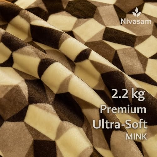 Nivasam Super Soft Semi Cloudy Mink Blanket Double Bed Ultra-Plush Heavy 2.2 kg Winter Blanket | Warm, Cozy & Durable Machine Washable Luxury Blanket for All Seasons (Cubic Mocha) - Image 4