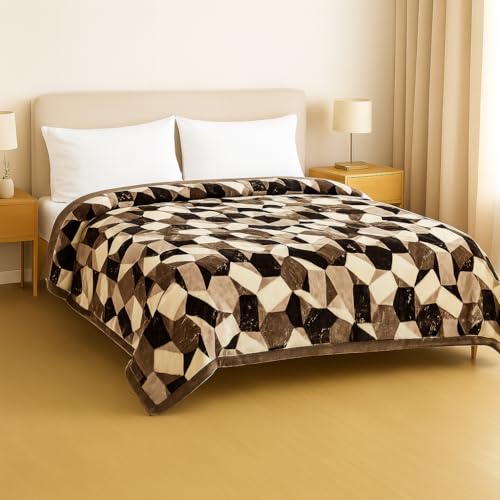 Nivasam Super Soft Semi Cloudy Mink Blanket Double Bed Ultra-Plush Heavy 2.2 kg Winter Blanket | Warm, Cozy & Durable Machine Washable Luxury Blanket for All Seasons (Cubic Mocha) - Image 1