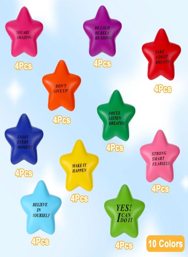 Sploziia 40 Pcs Star Shaped Foam Stress Balls for Adults Inspirational Graduation Thank You Gifts Party Favors Motivational Employee Appreciation Gifts Bulk for Coworkers Team Office Staff (10 Colors) - Image 3