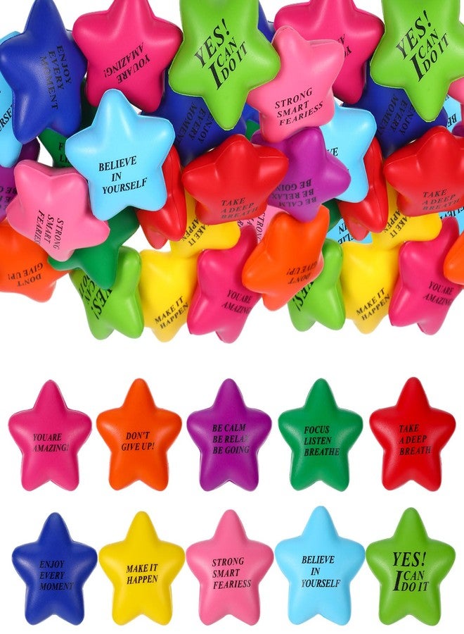 Sploziia 40 Pcs Star Shaped Foam Stress Balls for Adults Inspirational Graduation Thank You Gifts Party Favors Motivational Employee Appreciation Gifts Bulk for Coworkers Team Office Staff (10 Colors) - Image 1