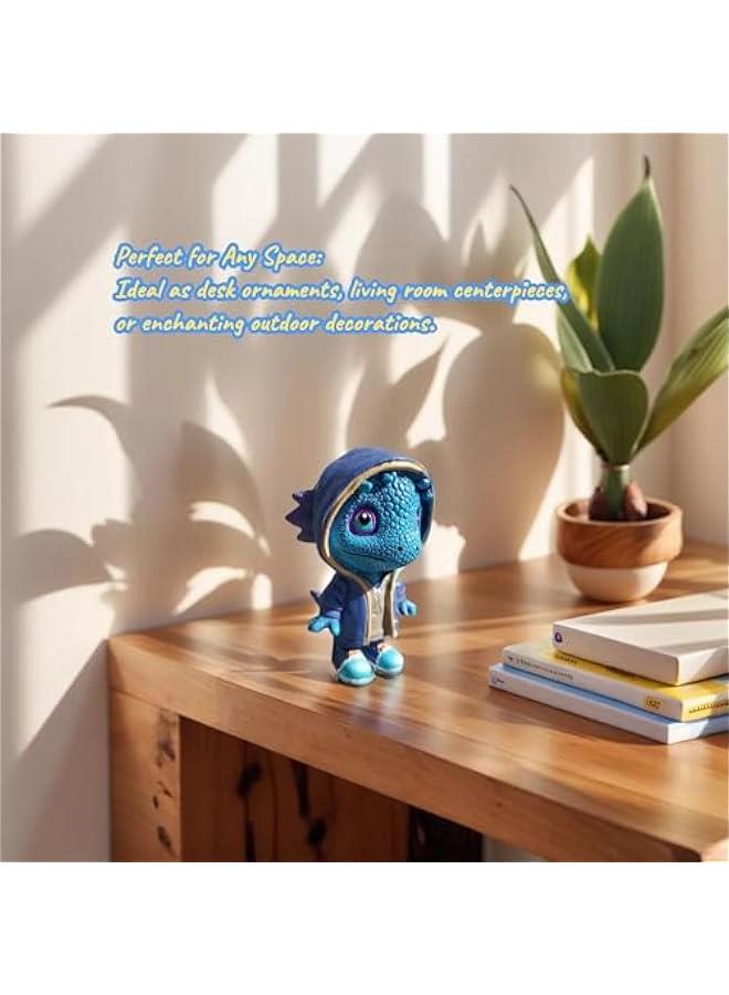 Cool Dragon Figurine Statue - Unique Resin Dinosaur Sculptures for Home & Office Décor, Garden Ornaments - Adorable Baby Dragon Figurines & Desk Accessories (Purple) - Image 3
