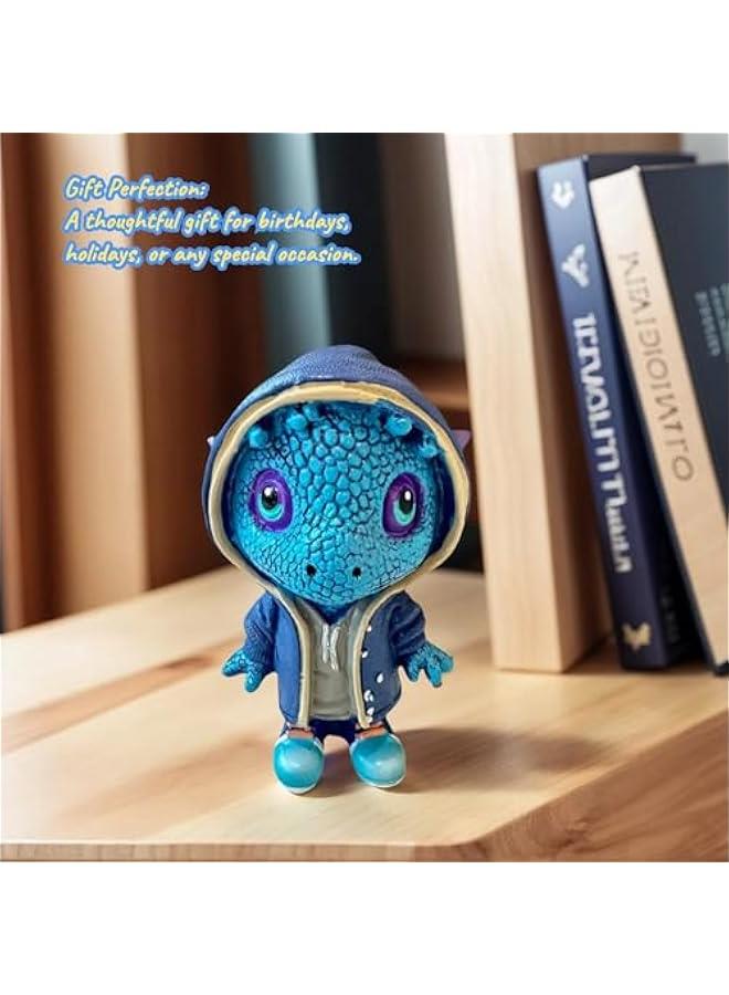 Cool Dragon Figurine Statue - Unique Resin Dinosaur Sculptures for Home & Office Décor, Garden Ornaments - Adorable Baby Dragon Figurines & Desk Accessories (Purple) - Image 4