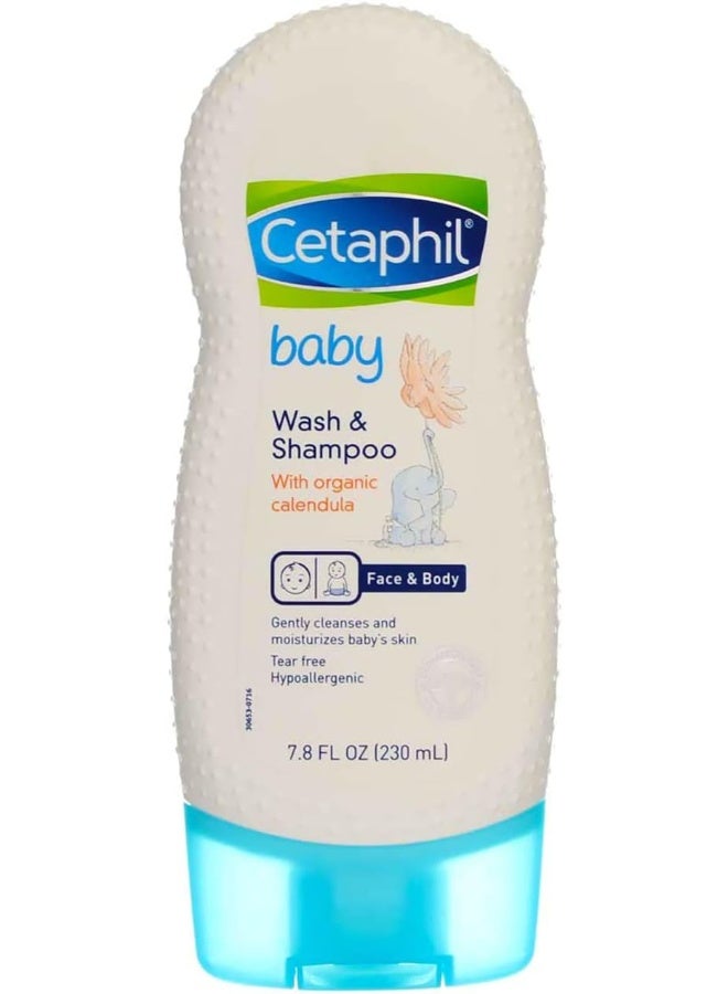 Cetaphil Baby Wash and Shampoo with Organic Calendula, 7.8 Ounce (Pack of 2) - Image 1
