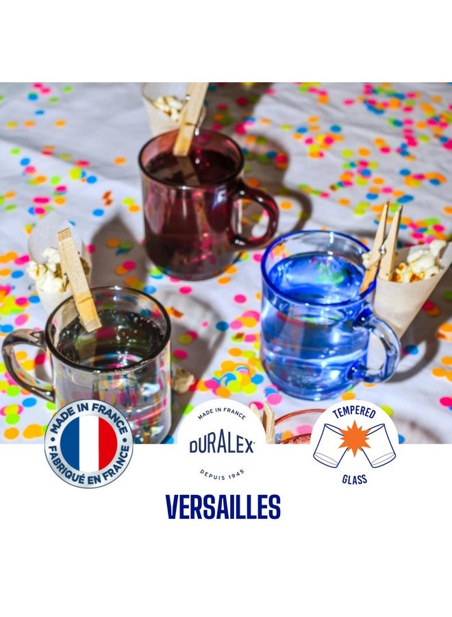 Duralex® Versailles Plum (Purple) Tempered Glass Mugs | 260ml Set of 6 | Ultra-Resistant, Stackable Coffee & Tea Mugs | Microwave & Dishwasher Safe | Giftable Mug Set - Image 3