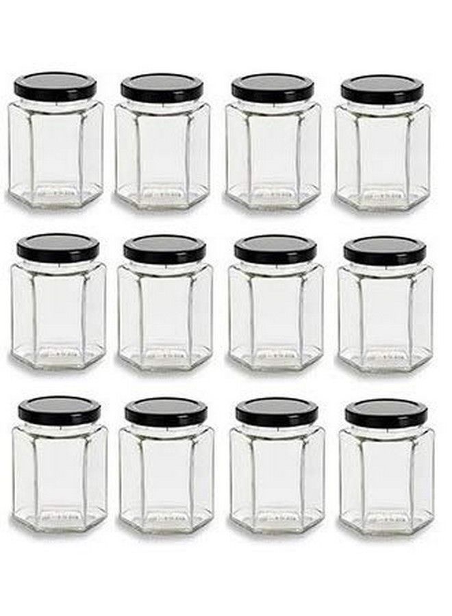 Nakpunar 12 Pcs 9 Oz Hexagon Glass Jars With Black Lids 270 Ml - Image 2